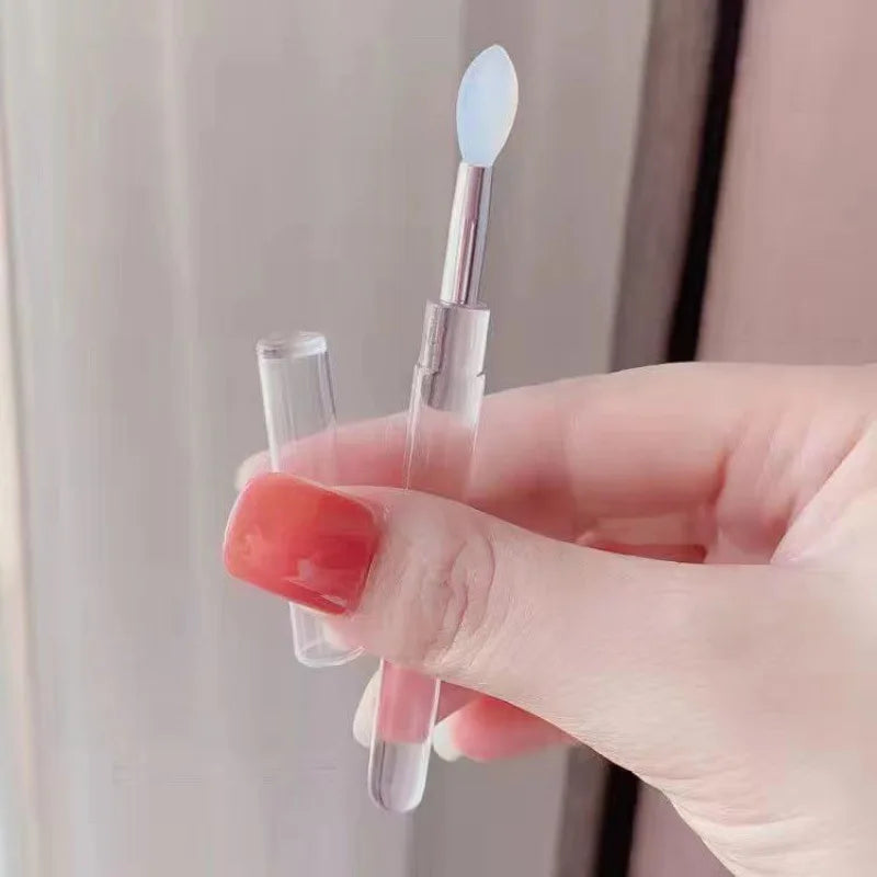 Silicone Lip Mask Brushes (Transparent/Pink)- Portable Lip Scrub Applicator, Soft Silicone Tip for Lip Balm/Lip Mask Zpaxo