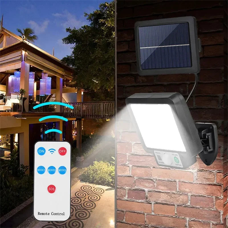 Solar Motion Sensor LED Wall Light – IP65 3-Mode Security Lamp