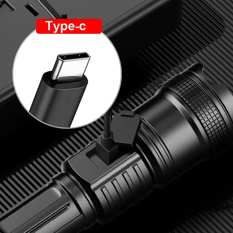 10000LM Rechargeable LED Tactical Flashlight | Zoomable 3-Mode Torch