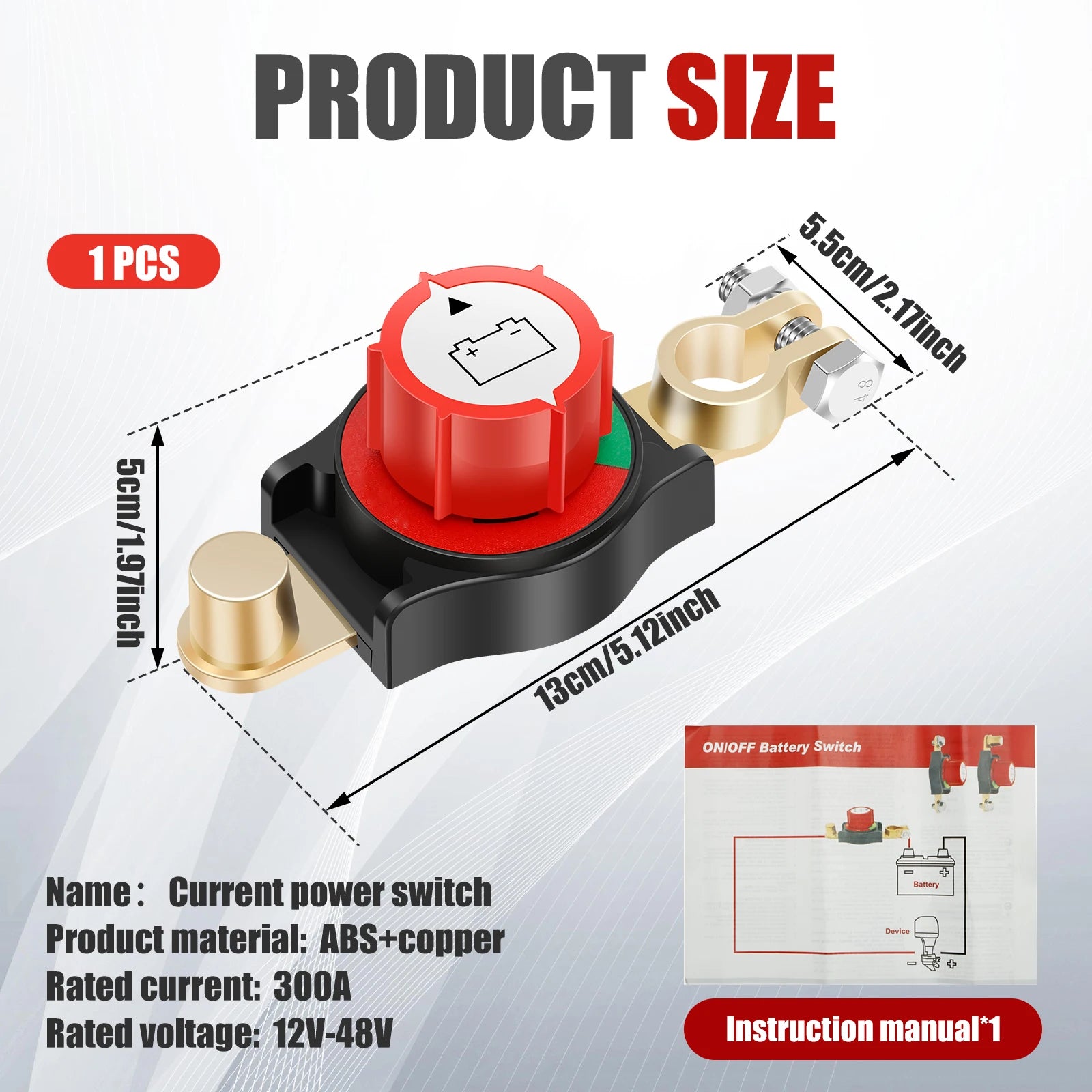 12-48V Top Post Battery Disconnect Switch Safe Car Battery Cut Shut ON Off Kill Switch for 15 to 17 mm Cathode Battery Terminals Zpaxo Red