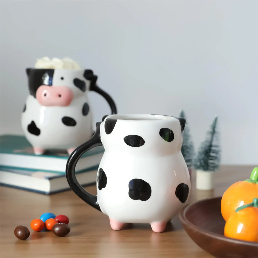 Cow Pattern Coffee Mug Cute Ceramic Milk Cup Handle Tea Chocolate