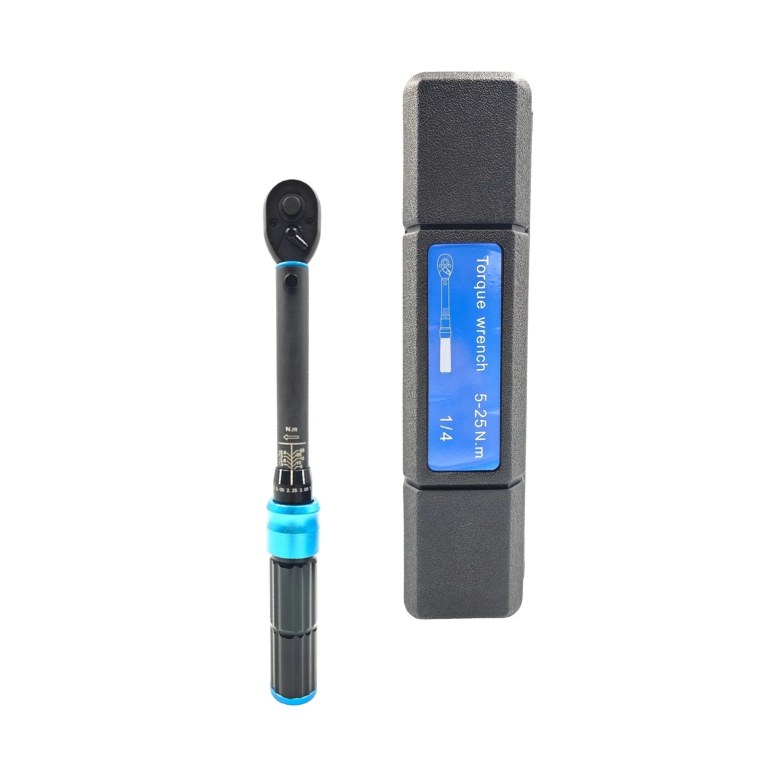 1/4' Drive 72-Tooth Dual-Direction Torque Wrench, 5-25 Nm/ 44-221 In-Lb Precision Click Tool for Mechanics & Bicycle Maintenance Zpaxo Blue