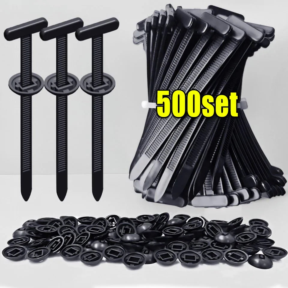 1000set Self-locking Nylon Cable Tie Buckle - Heavy Duty Pin & Button Zip Ties Car Repair Fastening Strap Zpaxo 500set(1000pcs)