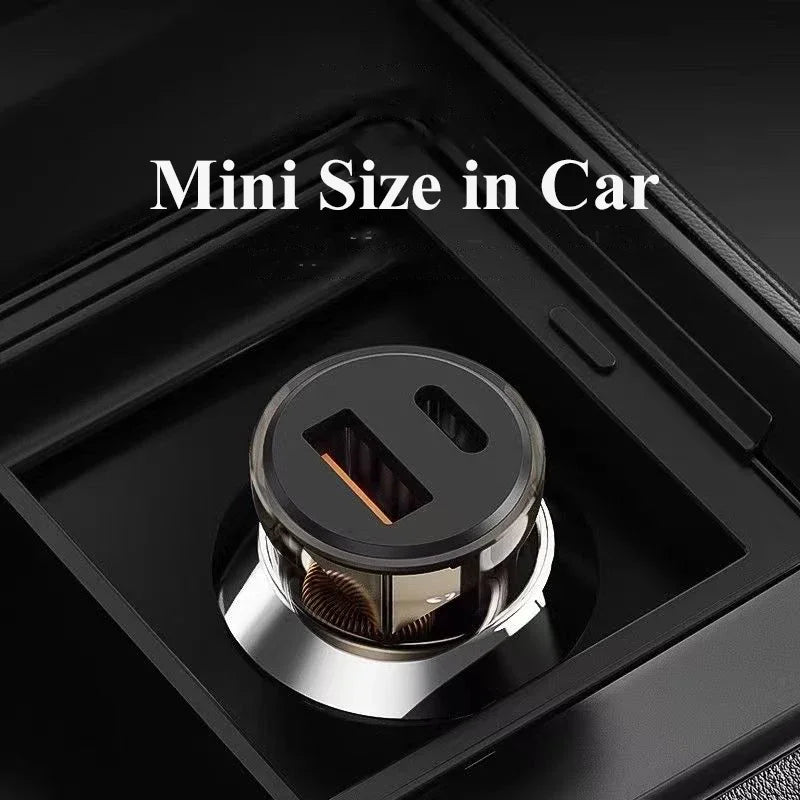 UYUXIO 1 Transparent USB C Car Phone Charger Adapter PD 90W Fast