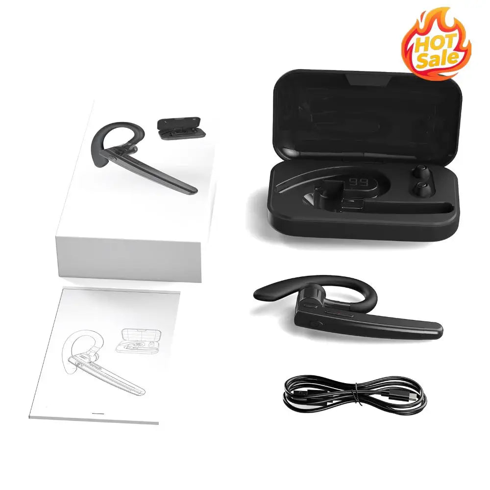 BT 5.4 Open Ear Wireless Earpiece with LED Power Display Built-in Microphone Long Battery for Office Trucker Driving Business Zpaxo