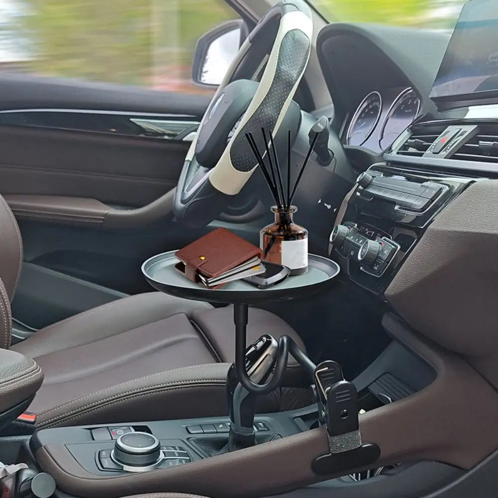 with Clamp Car Cup Holder Tray 360° Swivel Arm Rotatable Car Swivel Tray Adjustable Stretchable Car Tray Table Dining Table Zpaxo