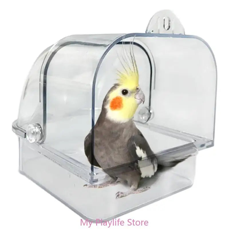 Hanging Bird Bath Tub Parakeets Cage Bathing Basin Clear Shower Room
