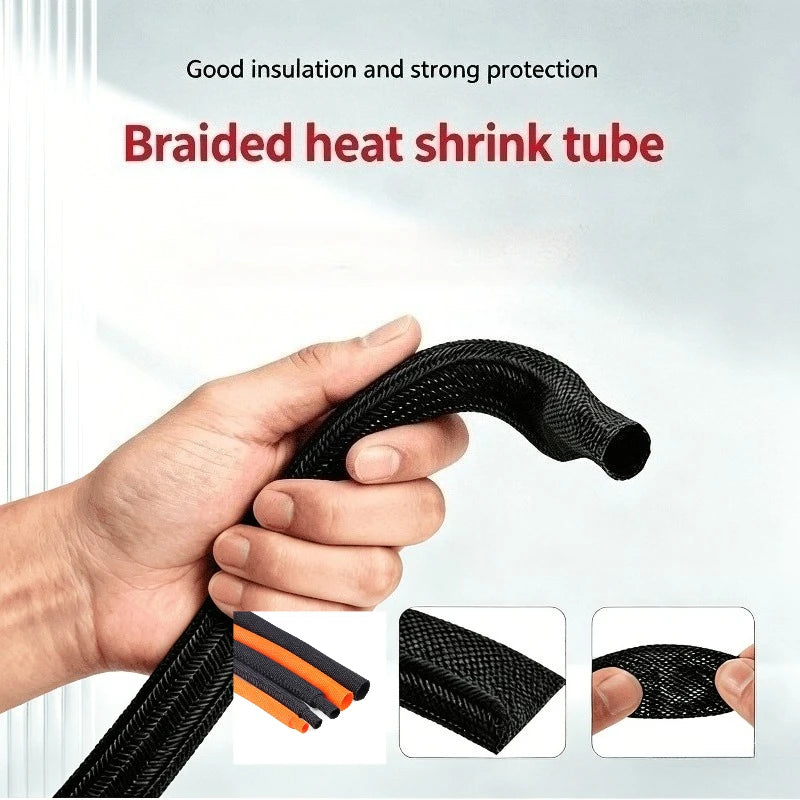 Braided Sheath for Cables Black Heat-shrink Tube Retardant Wire Wrap Sheath Protection Covers Car Line Organizer Cable Wrap Zpaxo