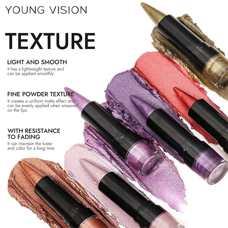 6 Color Tapered Lip Liner Pen Purple Pearlescent Lipstick Lipliner Lasting Waterproof Glitter Silkworm Eyeshadow Eyeliner Pen Zpaxo