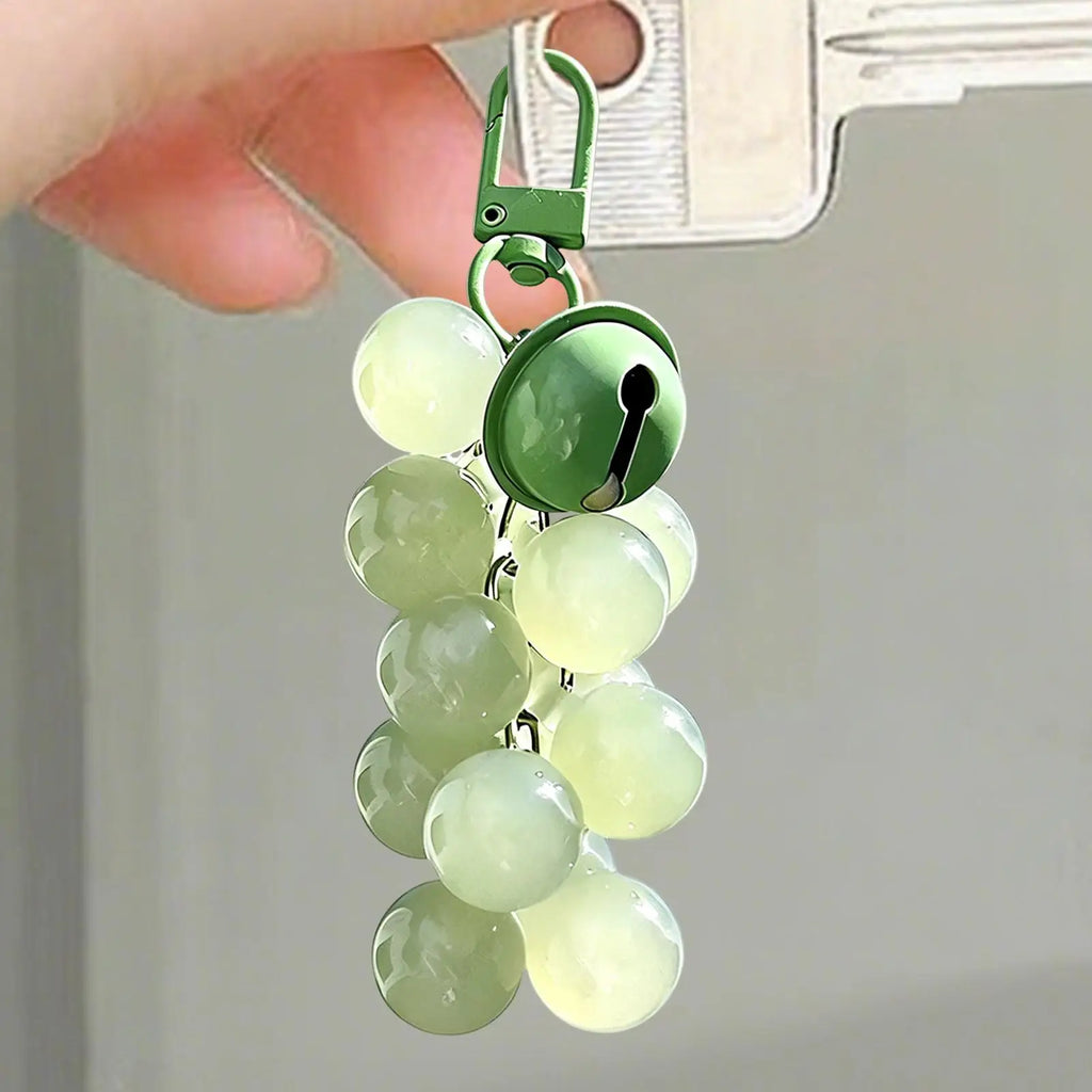 Grape Keychain UV Detector Changing Beads Cute Purse Charm Car Key