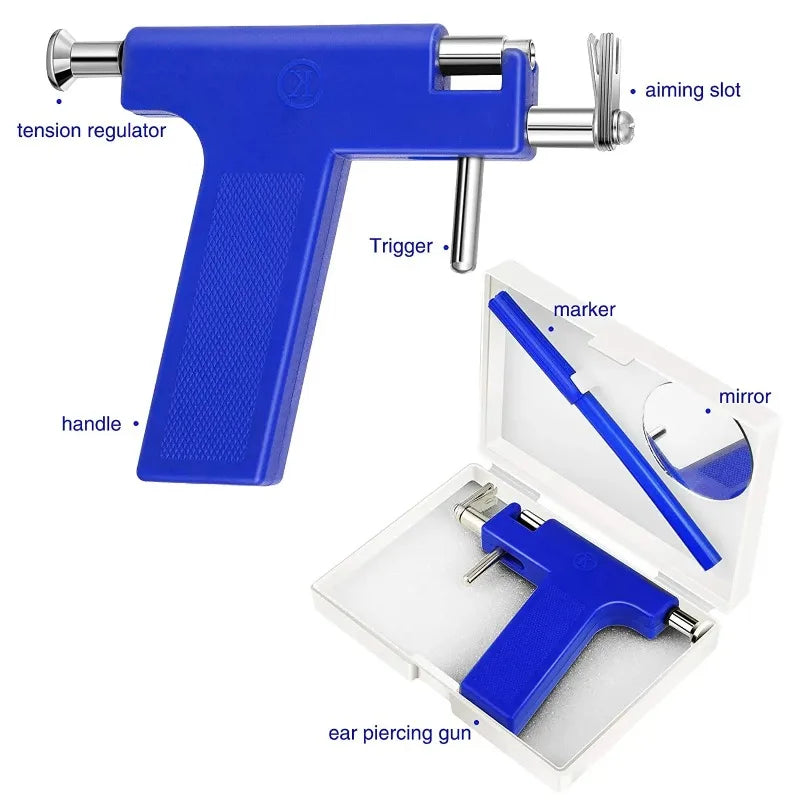 Professional Ear Piercing Gun Tool Studs Steel Nose Navel Body