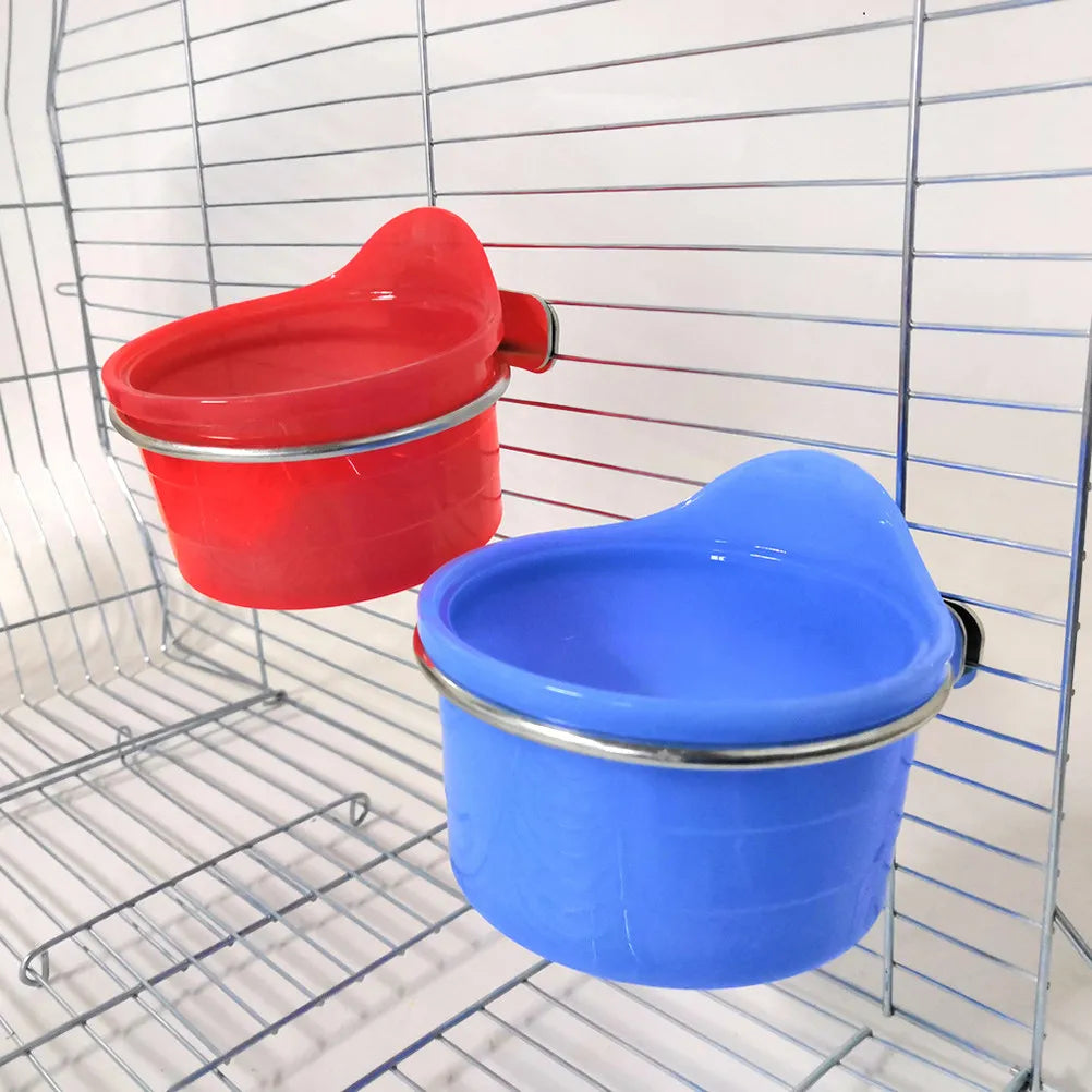 Stainless Steel Bird Feeder Durable Plastic Parrot Cage Food Water