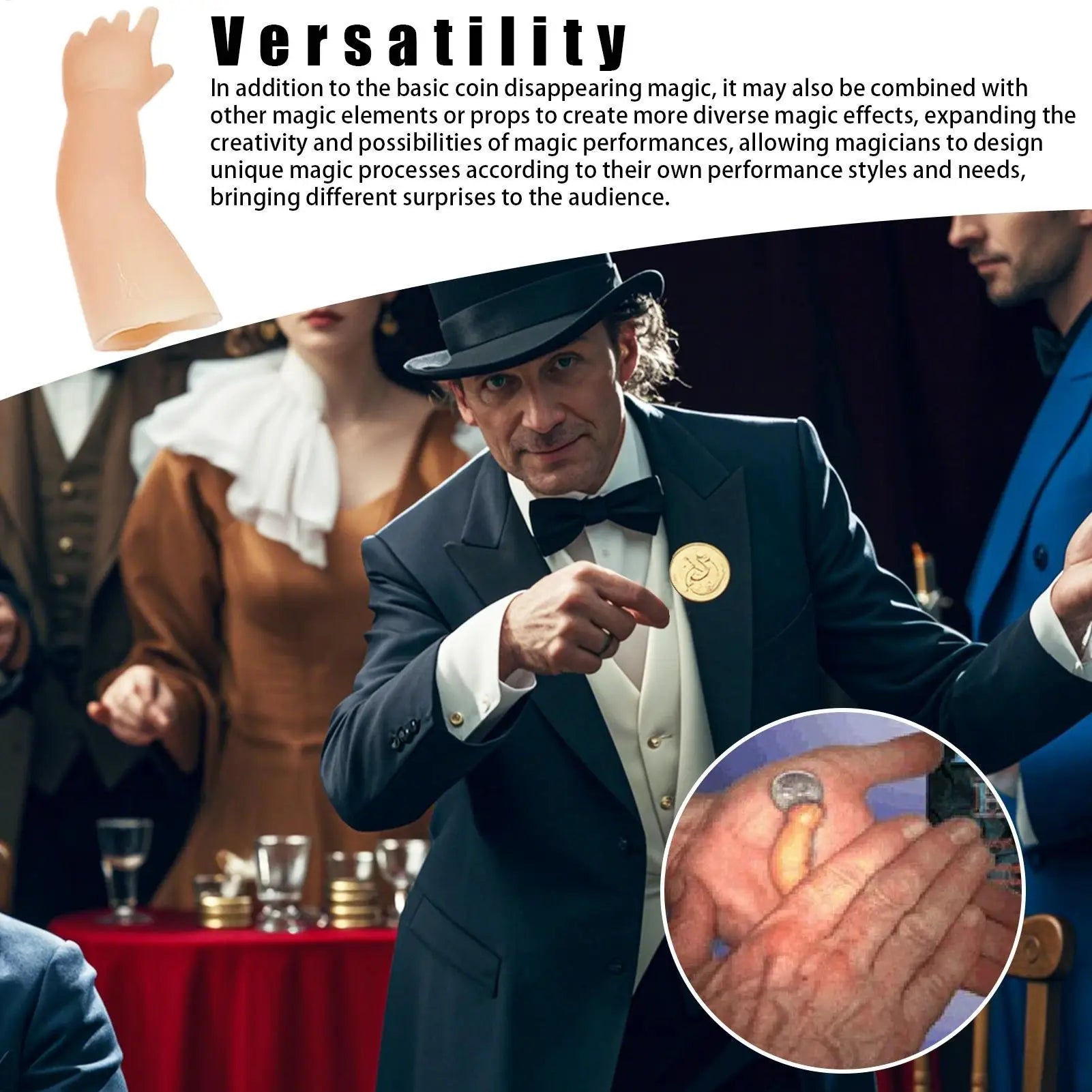Magic Coin Vanishing Trick Close Up Performance Props Hand Vanish