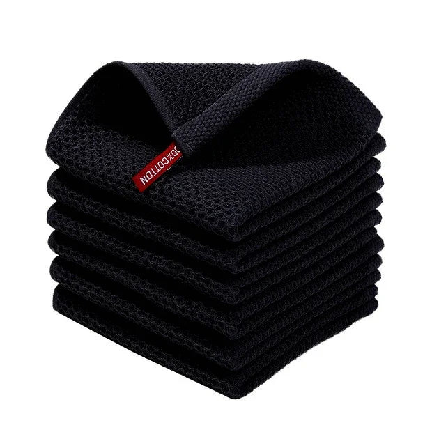 6PCS No Trace Honeycomb Absorbent Dish Tableware Kitchen Rag Towel Glass Cleaning Cleaning Tool Towel Zpaxo black 6pcs