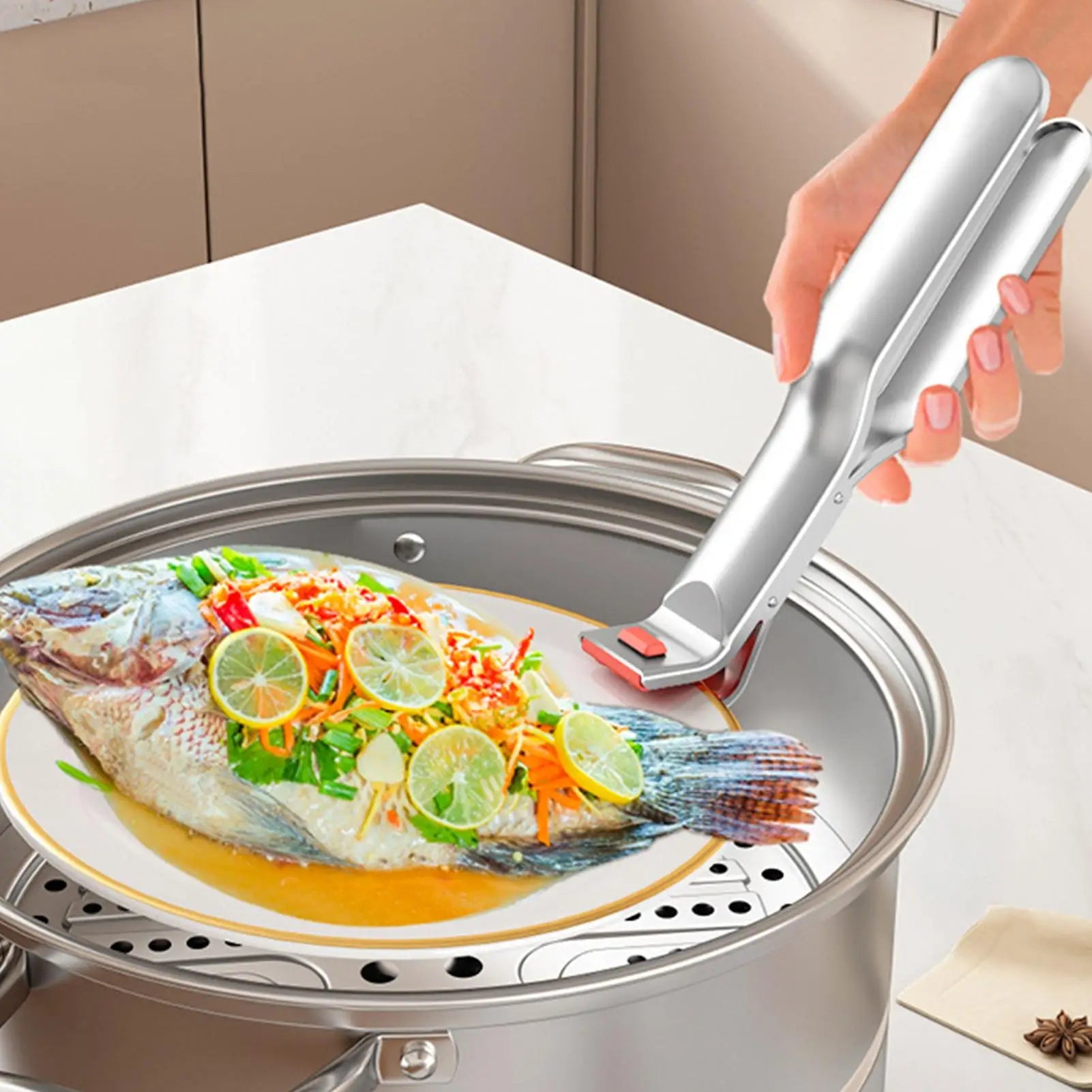 Hot Dish Plate Clip Anti-Scald Bowl Clip Gripper Ergonomic Handle Bowls Clamp Holder for Frying Pans Air Fryers Steamers Ovens Zpaxo