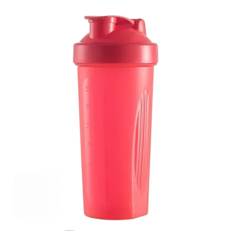 New 600ml Protein Powder Shaker Bottle Leak Proof Water Bottle for Gym Fitness Training Sport Shaker Mixing Cup with Scale Zpaxo Red