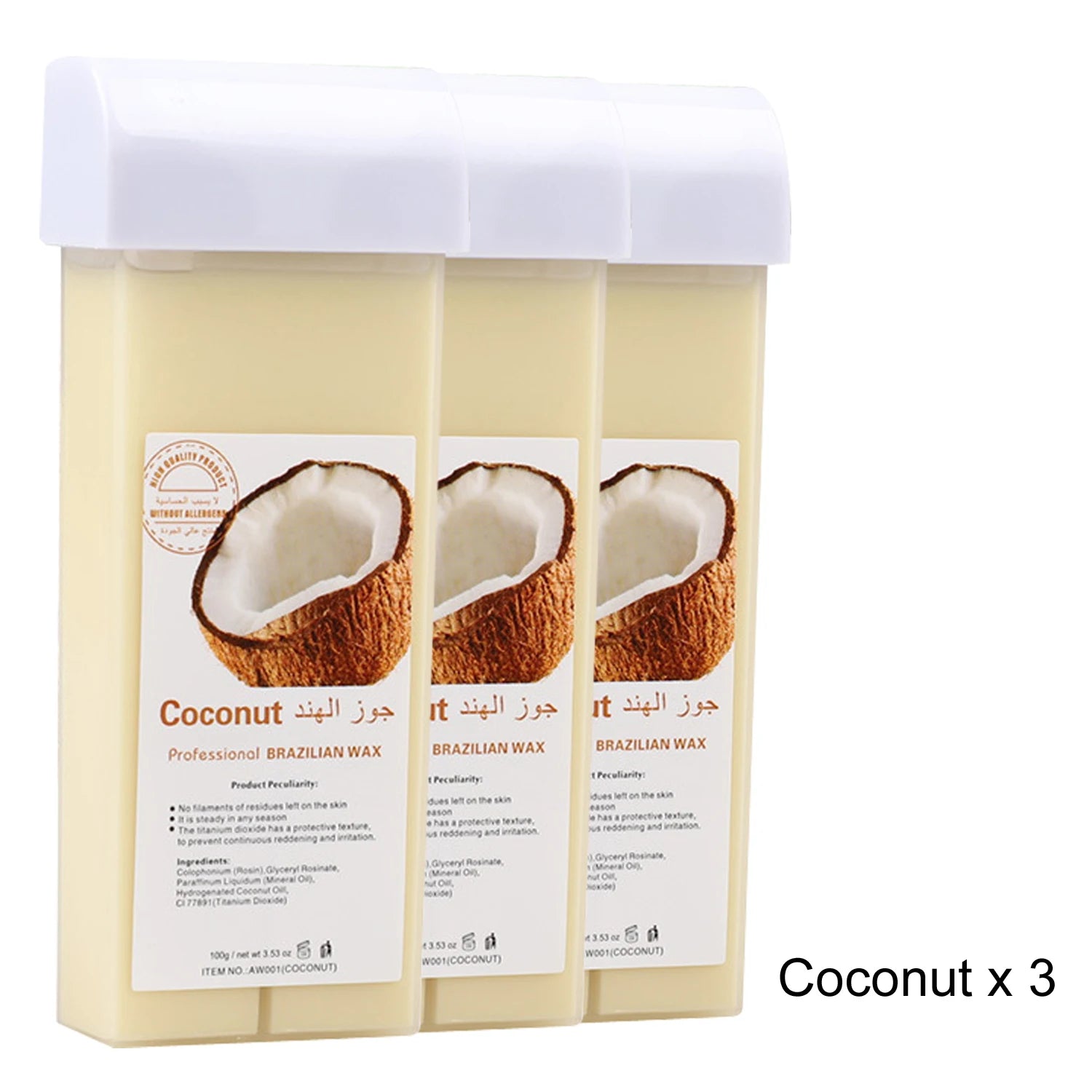 Roll-On Soft Wax Refill Kit – Body Hair Removal Wax Cartridges Depilatory Wax Kit Zpaxo 072-CoconutX3
