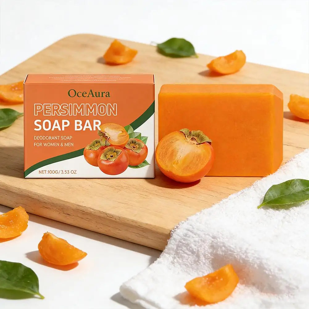 1/2/3cps Gentle Body Soap Bar for Long-Lasting Freshness Daily Cleansing Natural Persimmon Soap for Effective Odor Control Skin Zpaxo