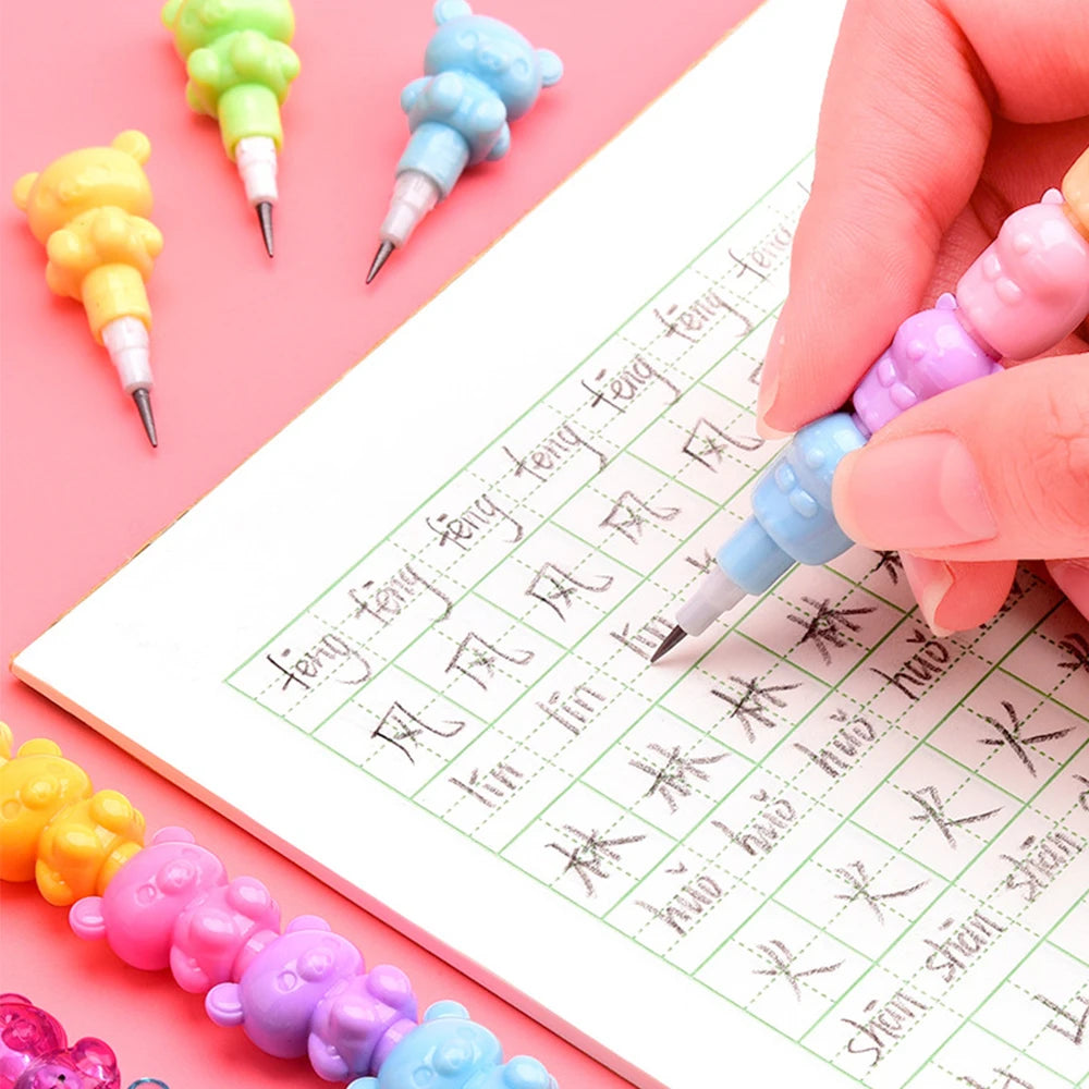 2Pcs/set Kawaii Stackable Pencils Non-Sharpening HB Pencils Cartoon Japanese Stationery Children Student Prize Gift Zpaxo
