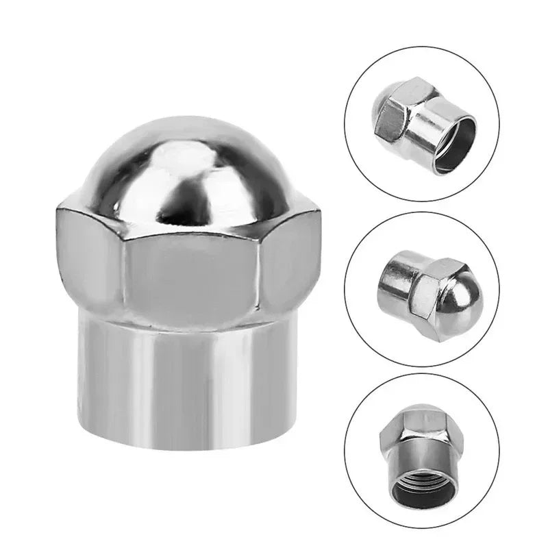 Chrome Tire Valve Caps 10/50 Pack – Universal Car, Bike & Moto