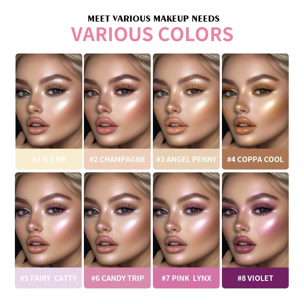 8-Color Cream Highlighter Palette – Bronzer, Blush & Glow Makeup Cream Highlighter Palette Zpaxo