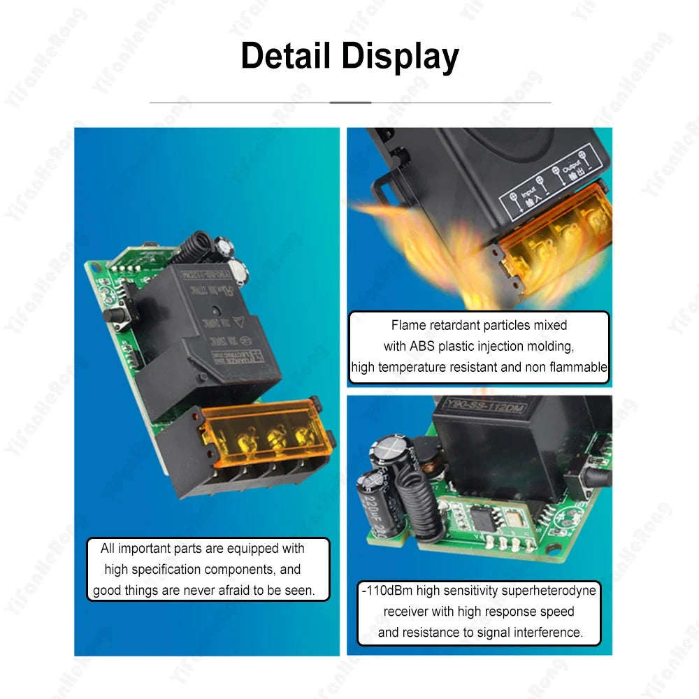 433MHz Wireless Remote Control Switch 433MHz RF Learning Remote Control AC 85-220V 30A On Off Remote Controller Transmitter Zpaxo