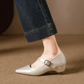 Retro Mid-length Single Shoes Spring Summer Fashion Belt Buckle