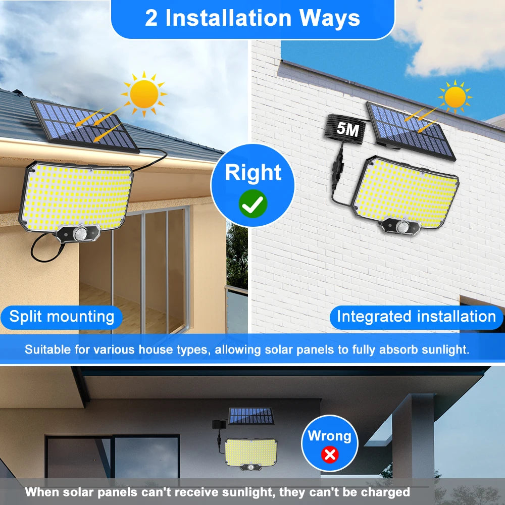 234LED Solar Outdoor Lights Motion Sensor Super Bright Solar Flood Lights Remote Wall Lights Waterproof 3 Modes Patio Garden Gar Zpaxo