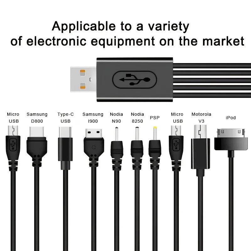 10 In 1 USB Multi Pin Cable Charger Universal USB Adapter Cable Data Wire Cord Multifunction Data Transfer Cable for Nokia iPod Zpaxo