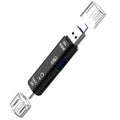5 In 1 USB Type C Card Reader High Speed Data Transfer TF SD Memory Reading For Phone Tablet Laptop PC Office Travel Data Tool Zpaxo Black