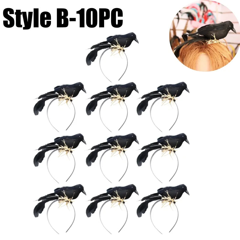 Halloween Exaggerated Forest Crow Headband Creative Feather Black
