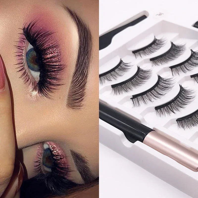 Magnetic Eyelashes Set Full Strip 5/7/10 Pair Natural Cilia False Eyeliner Dramatic Volume Thick Synthetic Eye Lashes Makeup Zpaxo