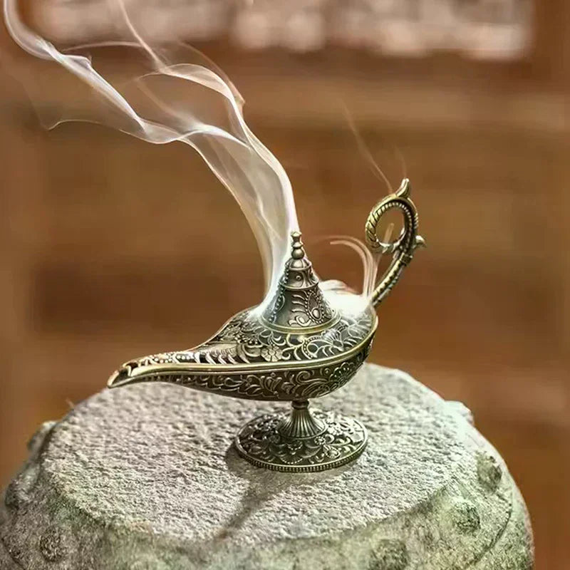 Antique Lamp Metal Incense Burner Scented Unscented Candle Holder Zpaxo