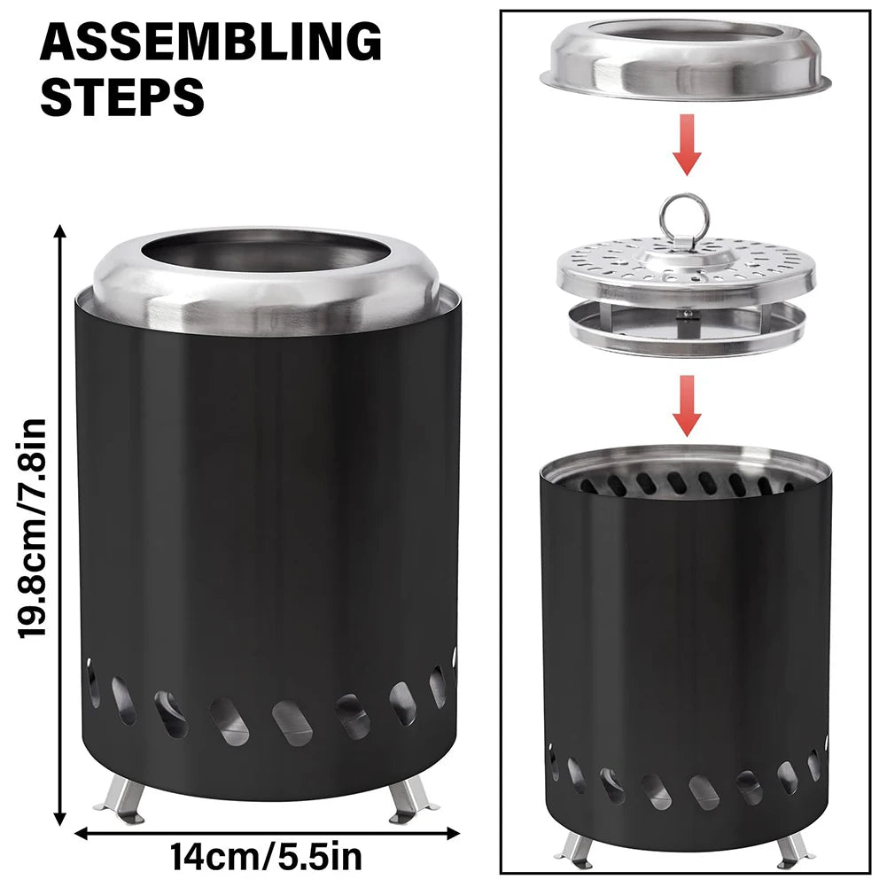Smokeless Tabletop Fire Pit Mini Firepit Portable Stove Wood Burning