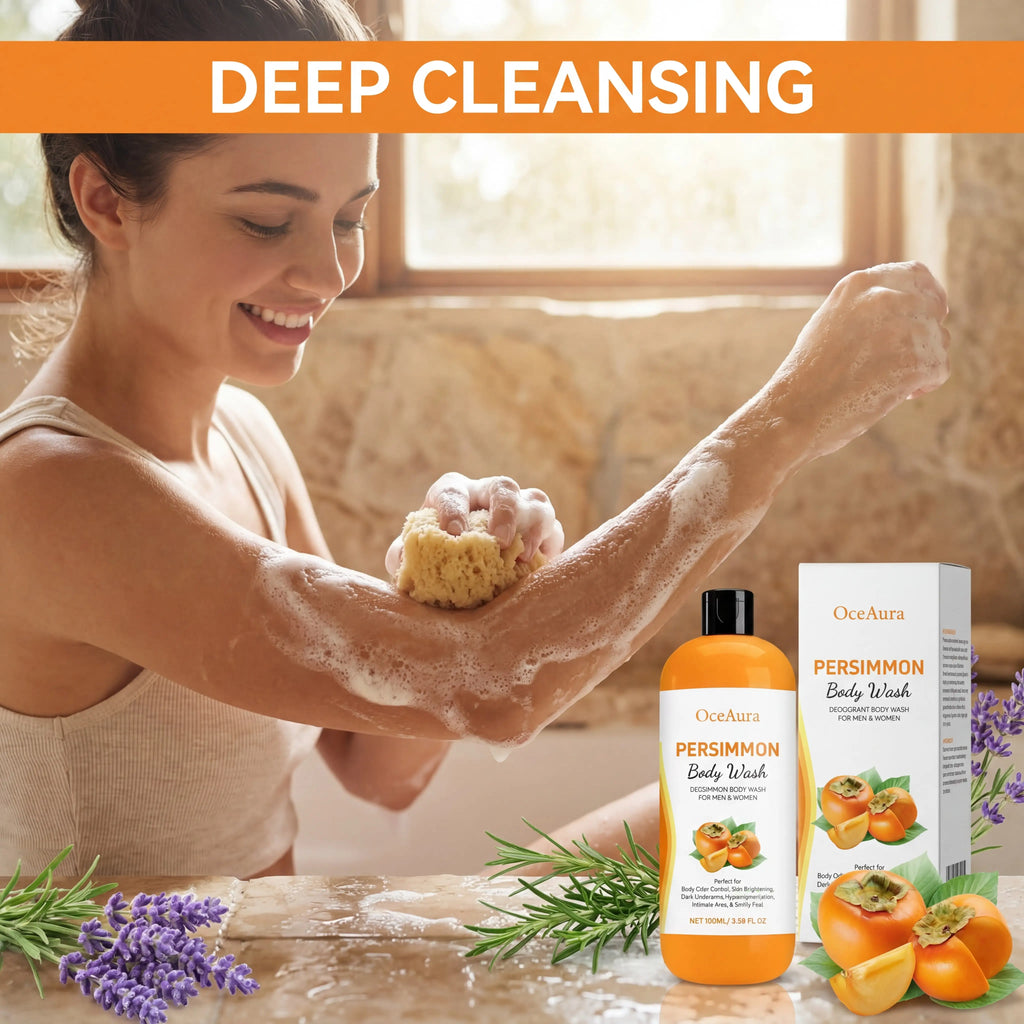 100ml Persimmon Body Wash Rosemary Lavender Dry Skin Remedy Moisturizing Without Greasiness Unisex Refreshing Texture Shower Gel Zpaxo