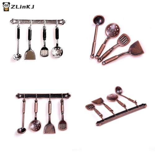 ▶5Pcs 1:12 Doll House Miniature Metal Kitchenware Dollhouse Model Cook Set Zpaxo