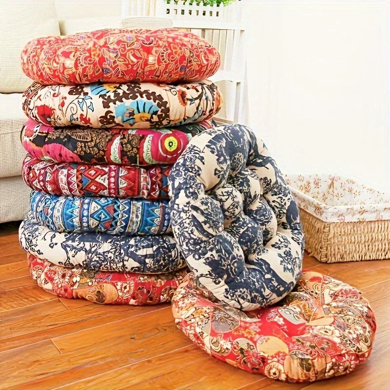 Fashionable Circular Seat Cushion Ethnic Fabric Yoga Mat Thick And Comfortable Seat Dining Chair Cushion Tatami Stool Cushion Zpaxo