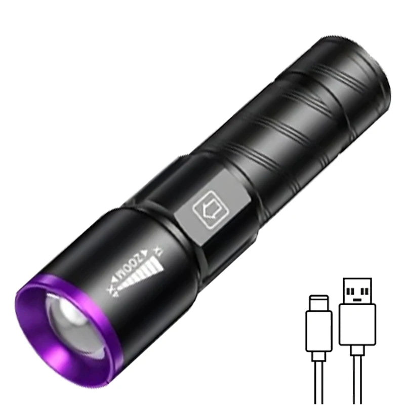 KDULIT UV 395nm Rechargeable Zoomable Flashlight – 3 Modes