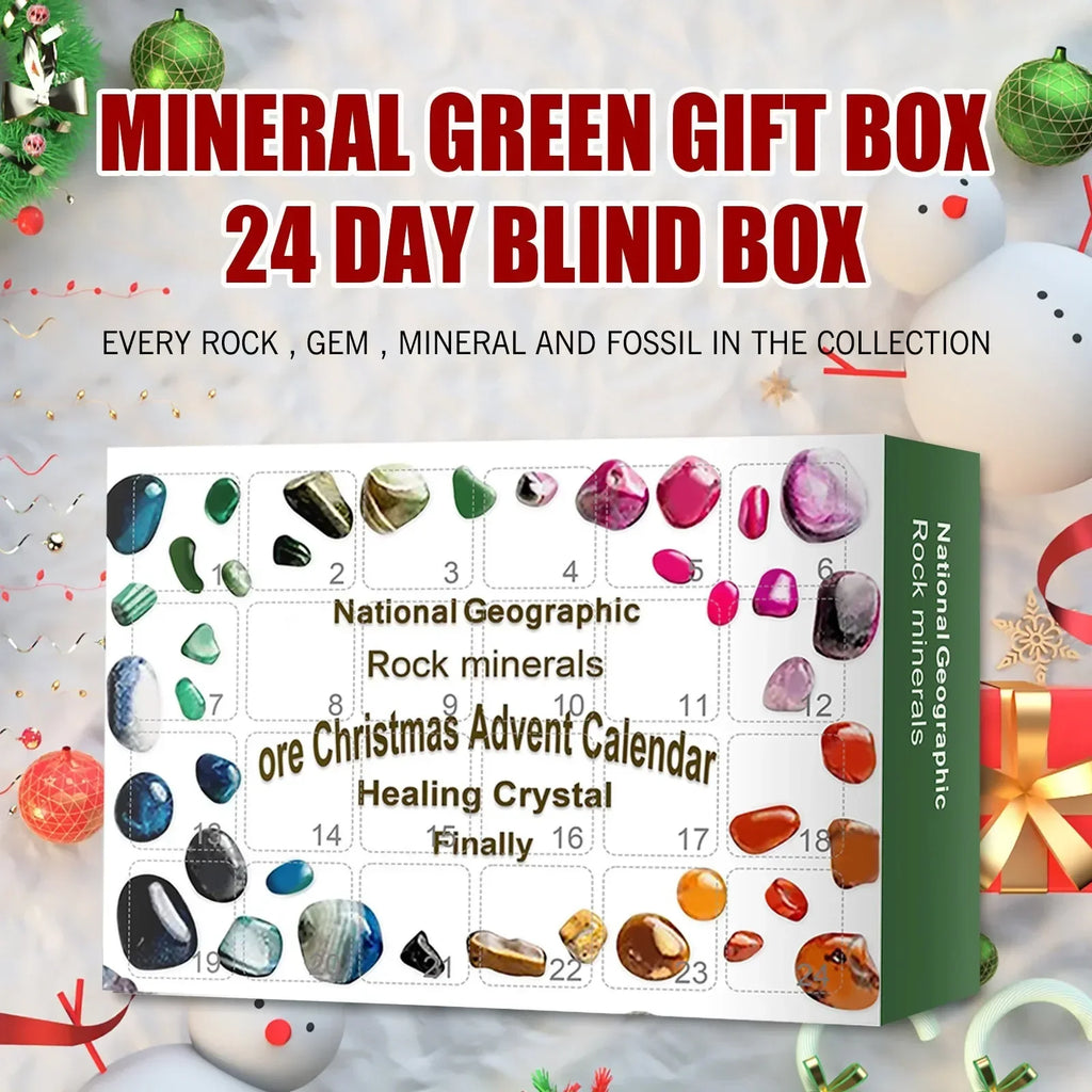 24 Days Blind Box Lattice Natural Healing Stone Green Christmas Ore