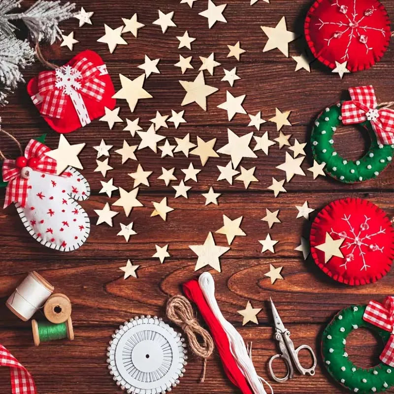 Wooden Star Slices 100/200/300Pcs – Blank DIY Craft Pieces Wood Craft Pieces Zpaxo