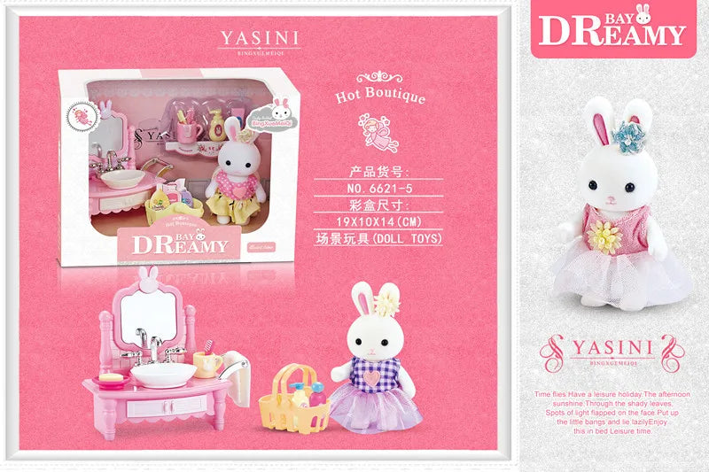 Little Rabbit Dresser Lovely Scene Play Toys Simulation Modelling