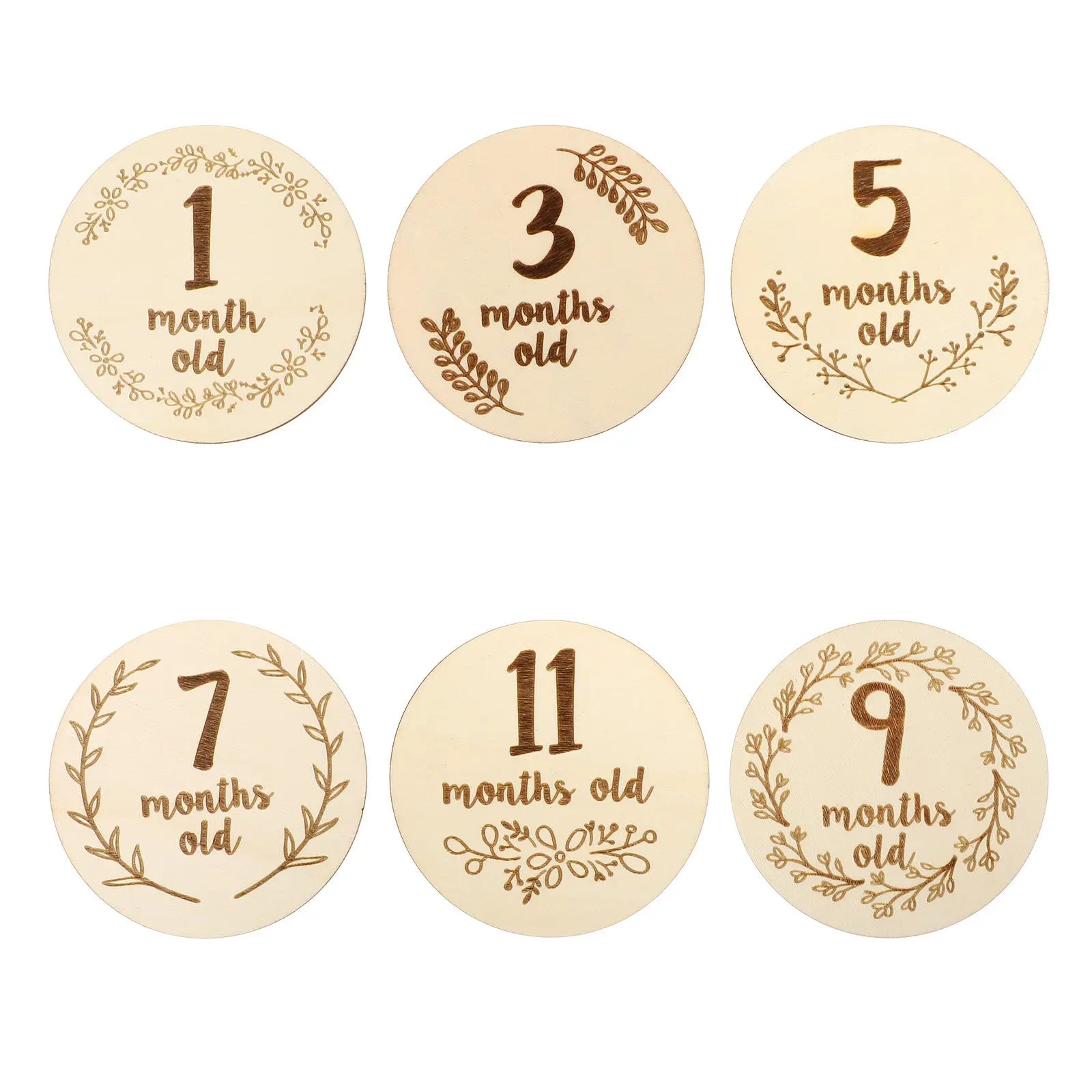 Safe Eco Friendly Wooden Baby Milestone Cards Creative Fun Shaped