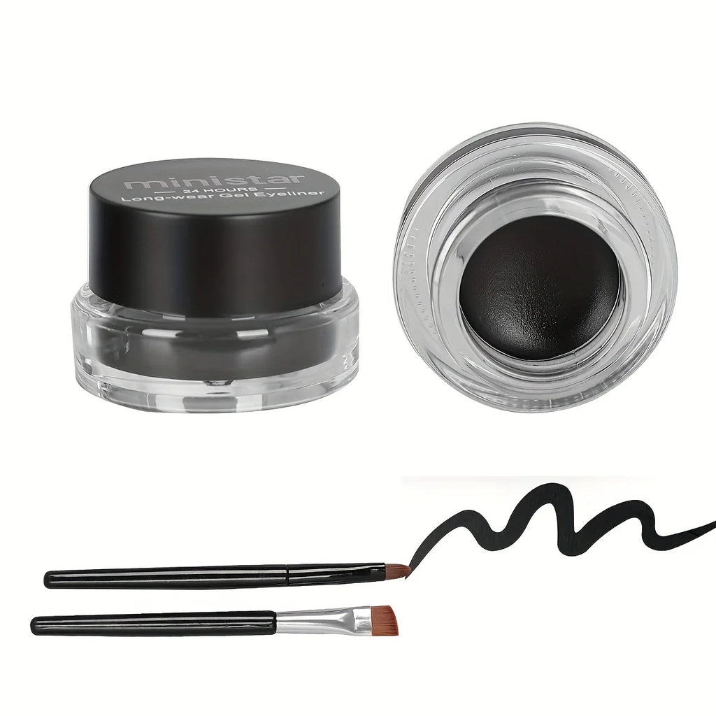 2pcs/set,Eyeliner Gel & Eyebrow Pomade,Waterproof Sweatproof Smudge Proof Long-lasting,Dual Color,Easy To Apply Eye Makeup Kit Zpaxo