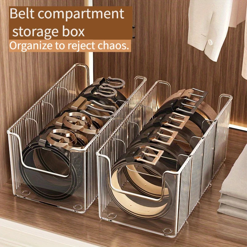Belt Storage Box Home Use Divided Tie Organizer Desktop Transparent