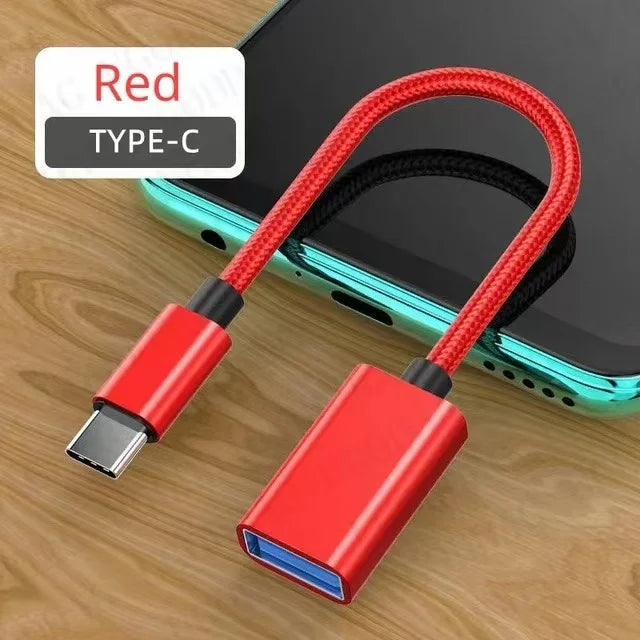 USB-C to USB OTG Adapter Cable | Type-C Male to USB-A Female USB OTG Adapter Zpaxo Red