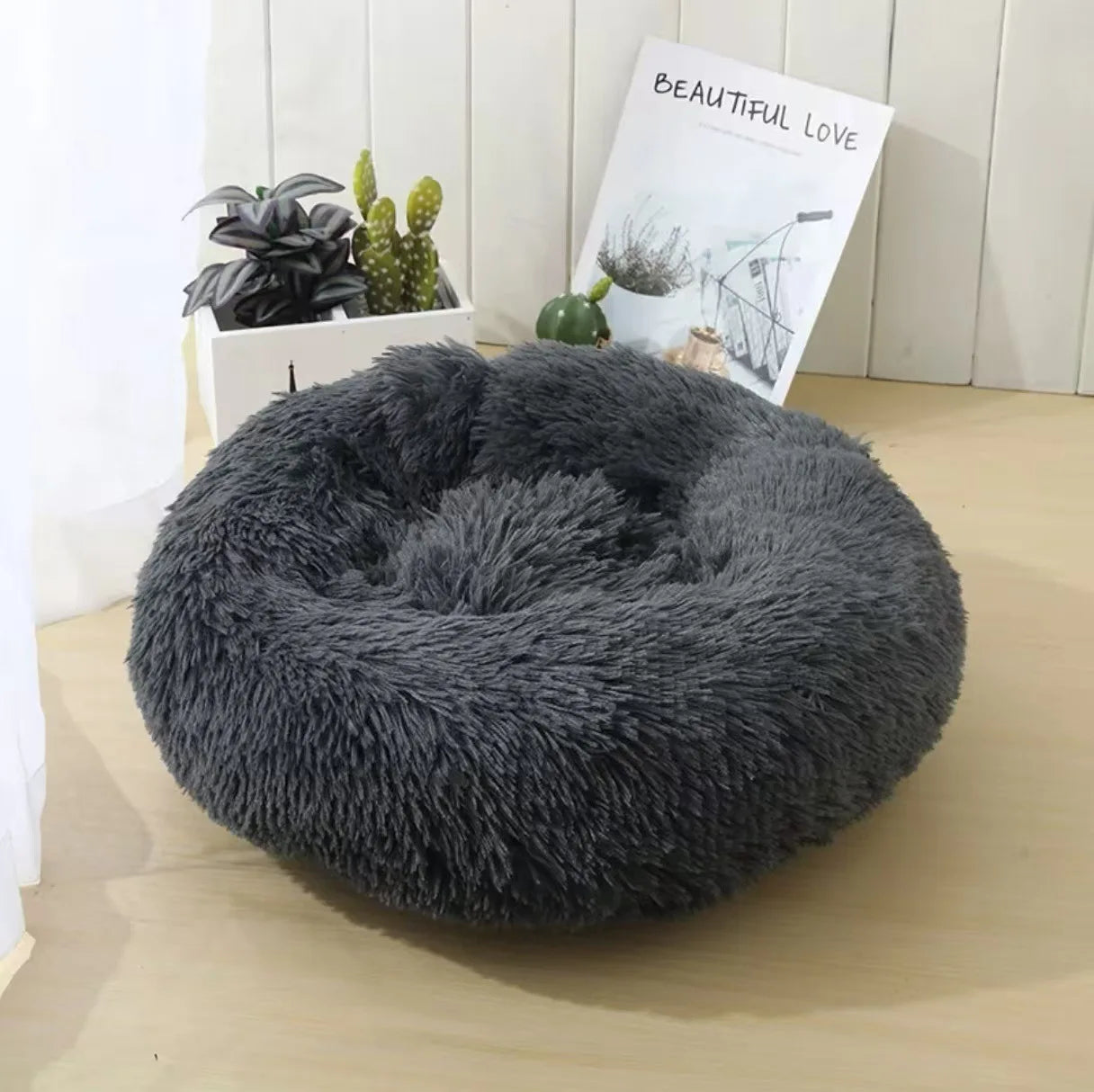 Comfortable Striped Plush Pet Dog Bed Suitable Small Medium-sized