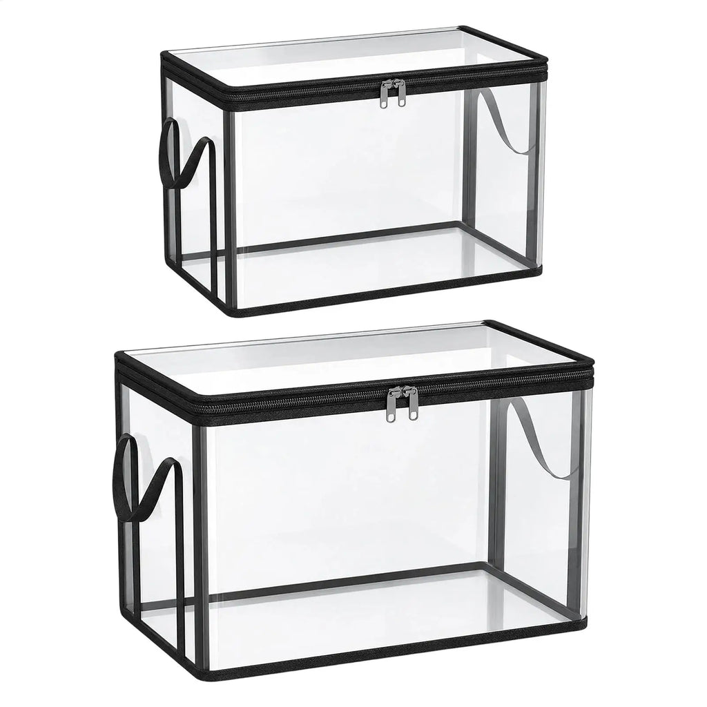 Clear Plastic Book Storage Box Large Capacity Stackable Organizer Container Toy Clothes Organizer Bins for Home Bedroom Dorm Zpaxo
