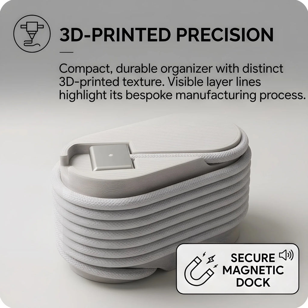 3D Printed Cable Organizer Macbook Air Magsafe 3 Cord Winder Portable