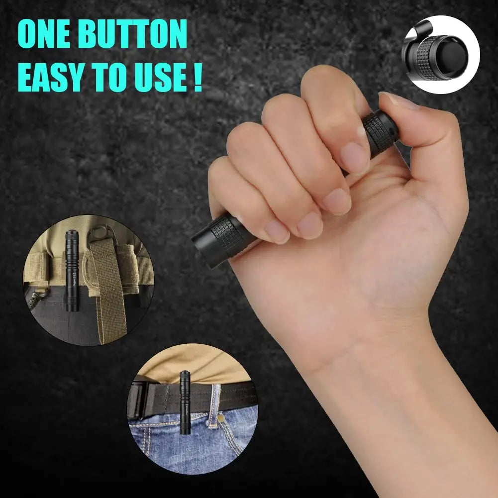 Portable Mini LED Pen Flashlight Pocket Waterproof Handheld Torch Light for Outdoor Camping Hiking Car Repair Emergency Home Use Zpaxo