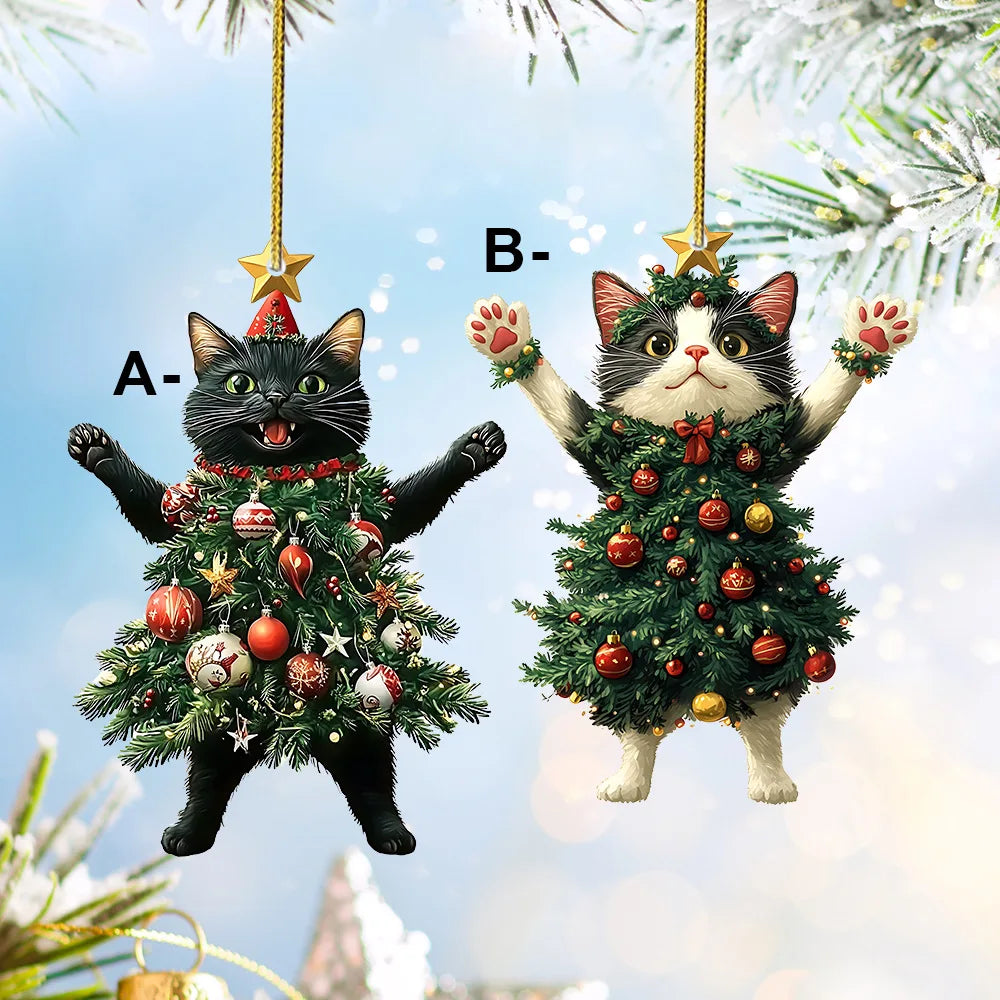 Acrylic Cat Christmas Ornament – Cute Xmas Tree Hanging Pendant Christmas Tree Ornament Zpaxo